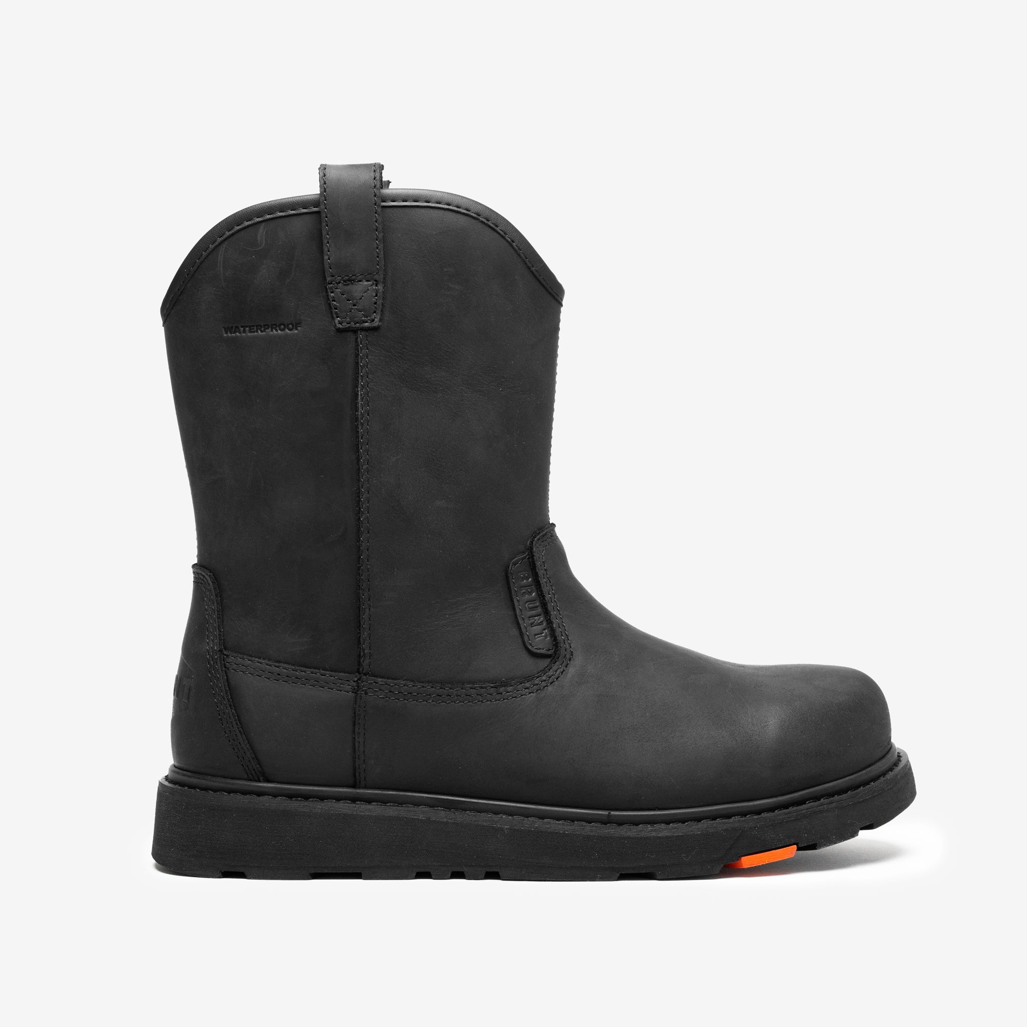 View 1 right side of the BRUNT 9 inch waterproof composite toe roper bolduc work boot in black