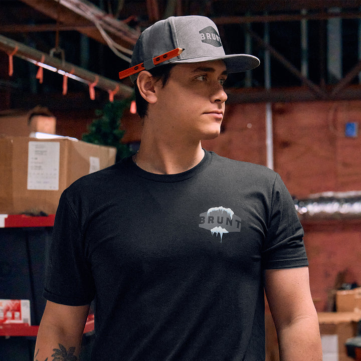 View 1 BRUNT limited edition black t-shirt and grey suede snapback * # NEW