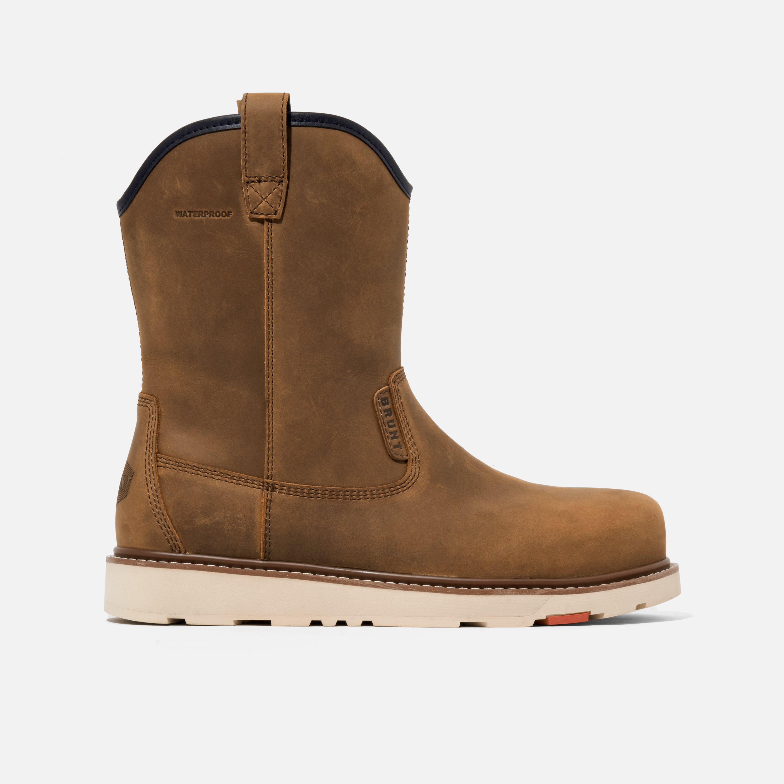 View 1 right side of the BRUNT 9 inch waterproof composite toe roper bolduc work boot in brown * 0