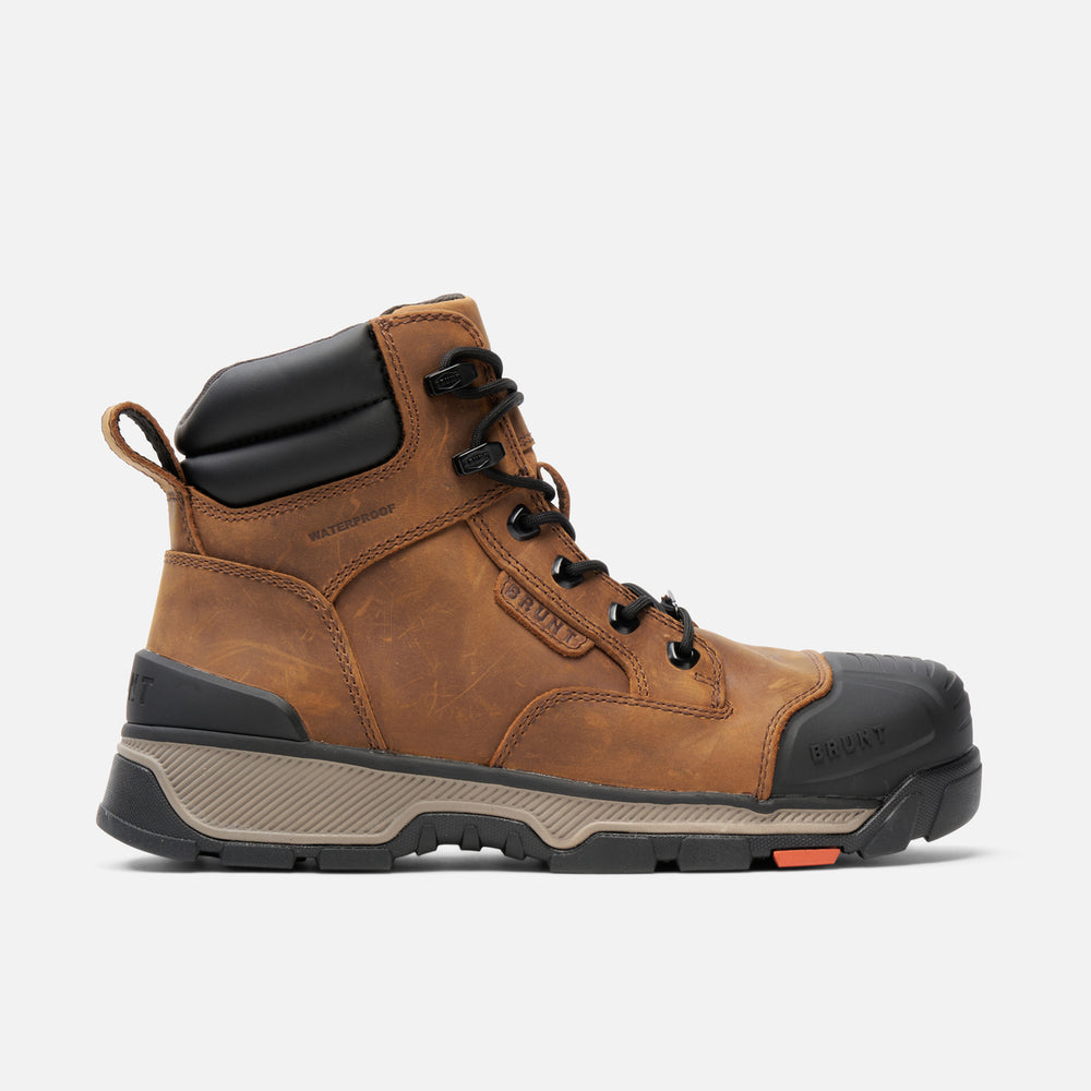 Right side of the BRUNT 6 inch waterproof durable perkins work boot in brown