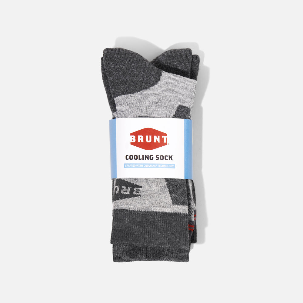 Durable Cooling Socks from COOLMAX yarn with BRUNT Logo in Grey Tones * # 2-Pack