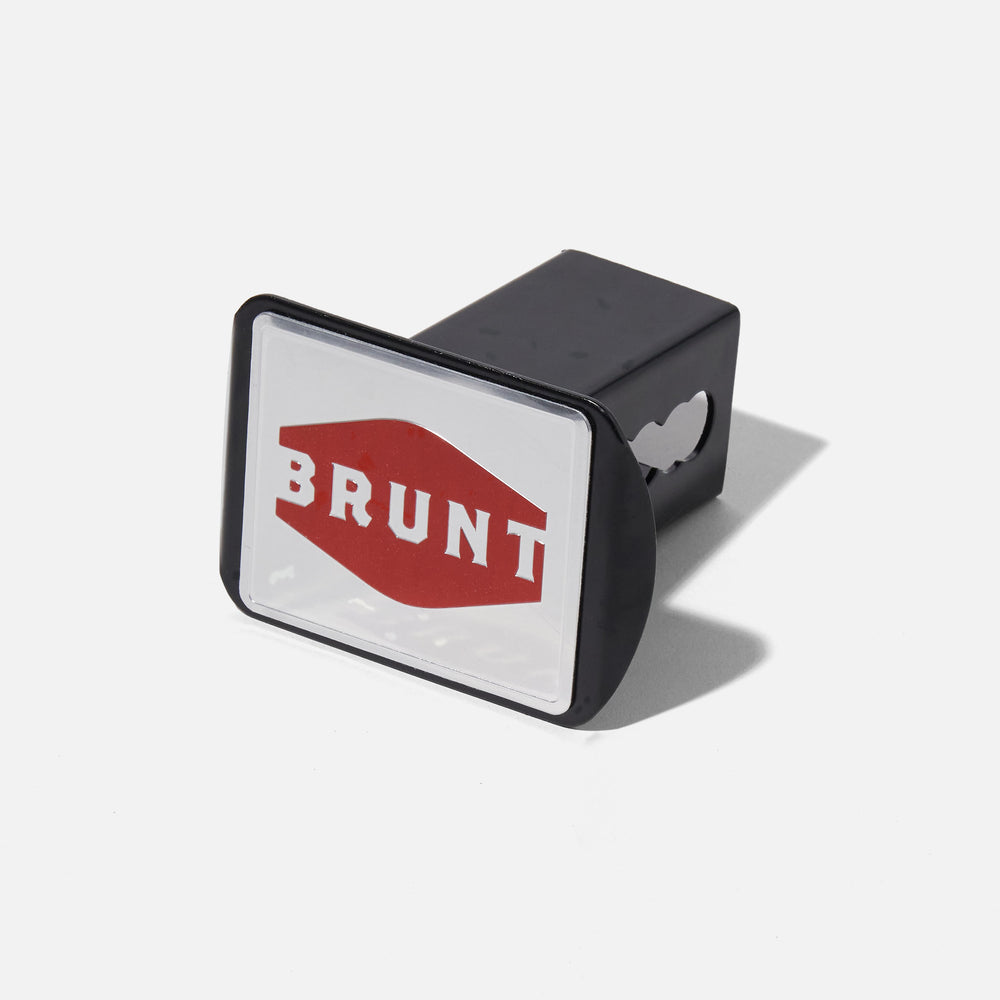 Trailer hitch cover with BRUNT logo