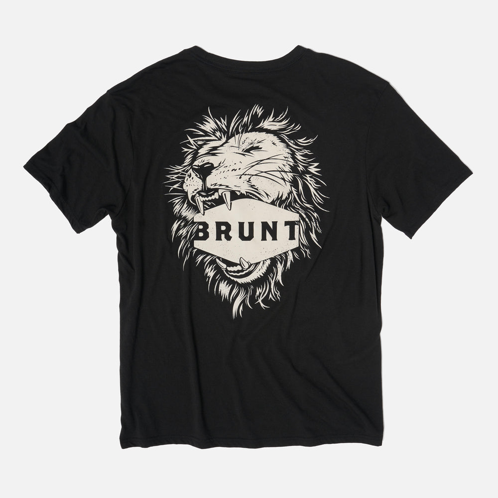 View 1 back of the BRUNT high quality t-shirt in black with lion graphic on back