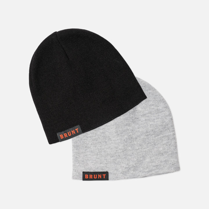 View 1 high quality cuffless skull cap beanie in black and grey * 0