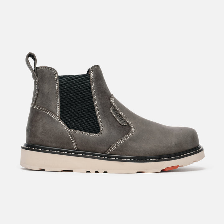 View 1 right side of the BRUNT 6 inch water-resistant slip-on composite toe ohman work boot in grey * # LIMITED EDITION