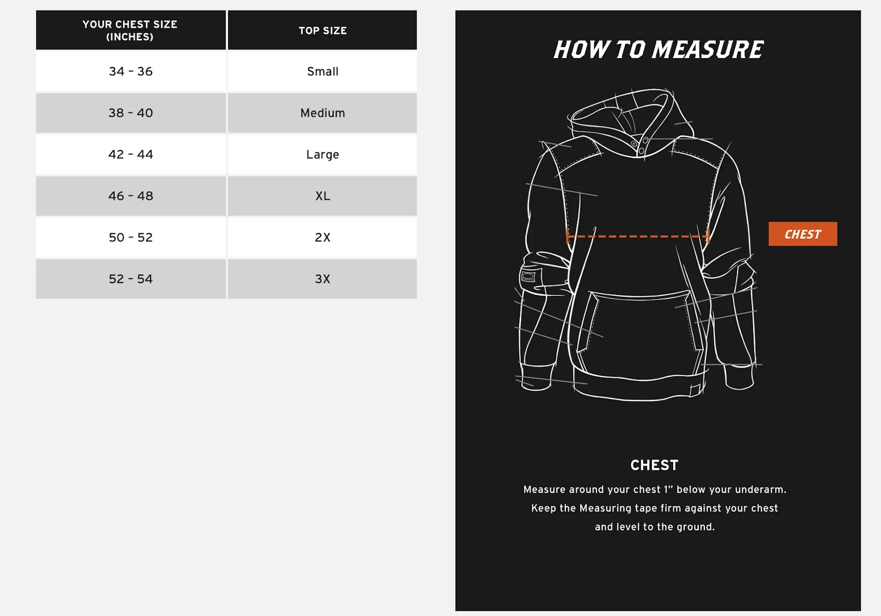 Brunt Jacket Size Guide