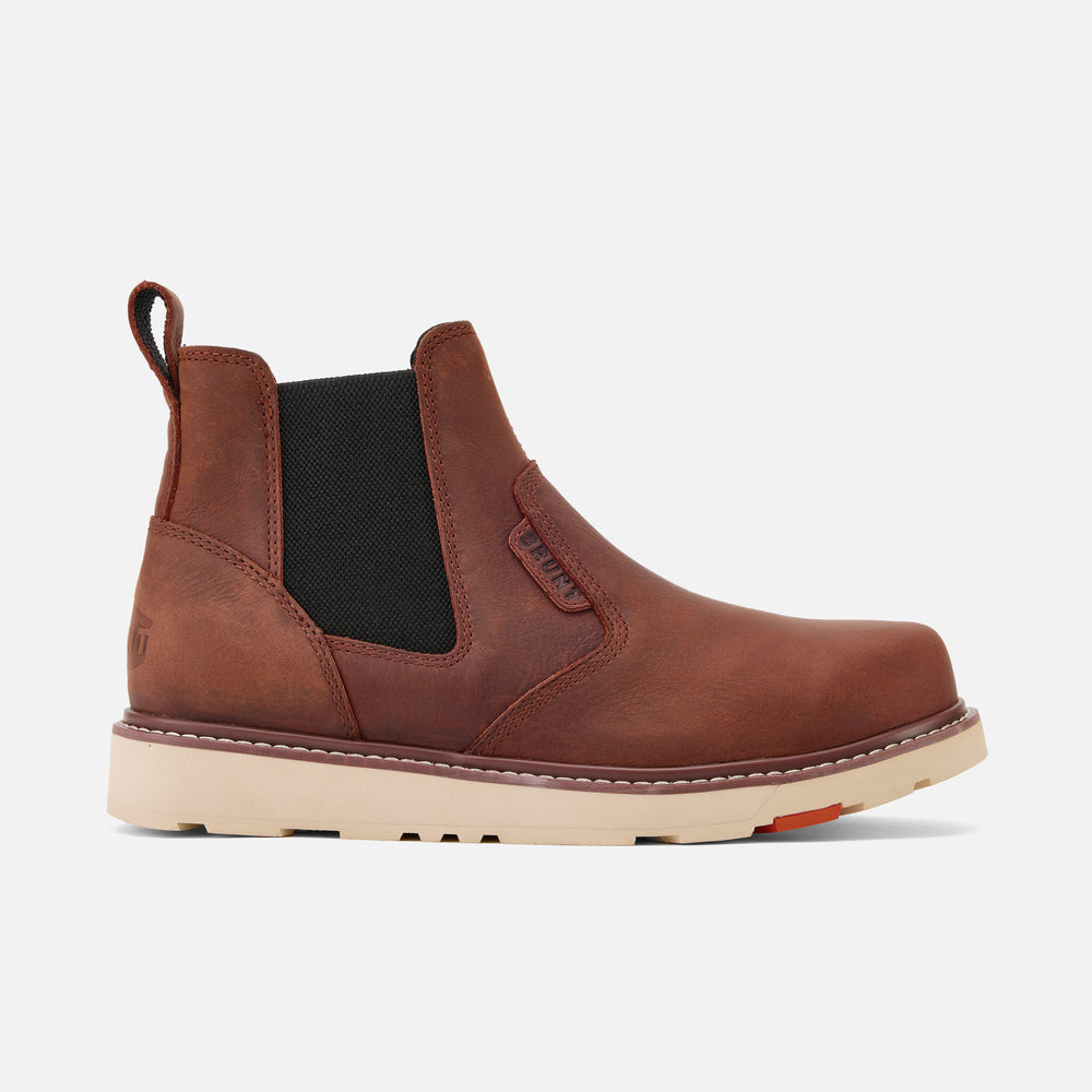 View 1 right side of the BRUNT 6 inch water-resistant slip-on composite toe ohman work boot in redwood * # LIMITED EDITION