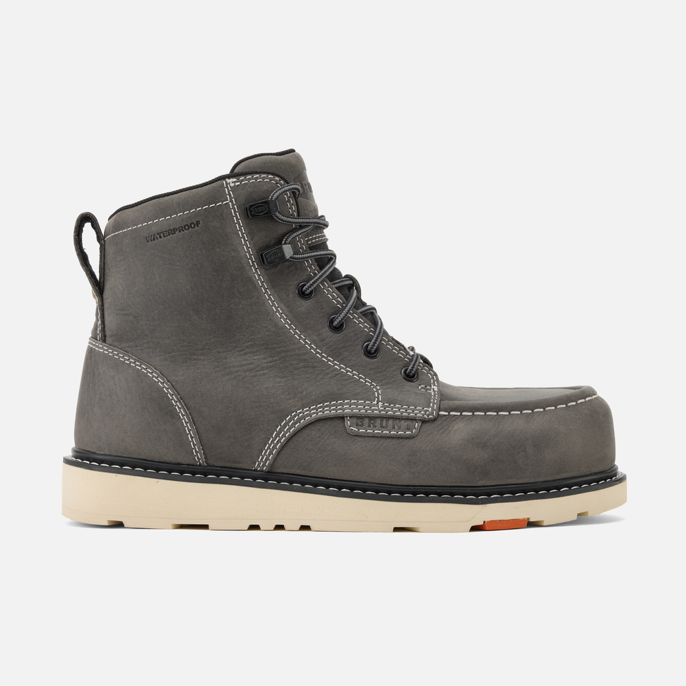 Right side of the BRUNT 6 inch waterproof composite toe marin work boot in grey * # LIMITED EDITION