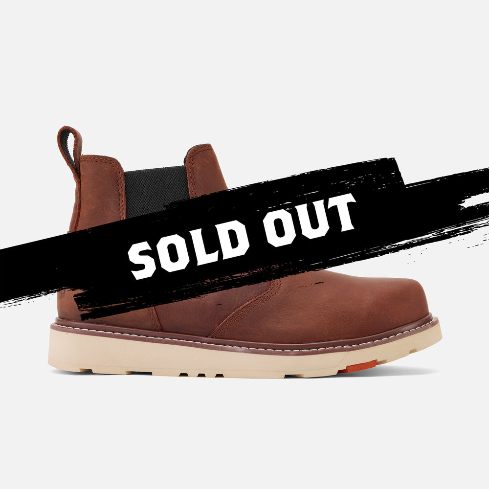 View 1  sold out right side of the BRUNT 6 inch water-resistant slip-on ohman work boot in redwood * # LIMITED EDITION