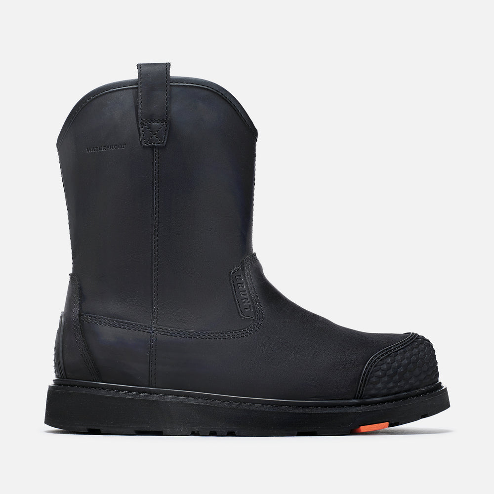 View 1 right side of the BRUNT 9 inch waterproof reinforced composite toe roper bolduc work boot in black * # LIMITED EDITION