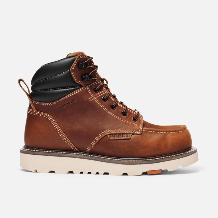 View 1 right side of the BRUNT 6 inch waterproof welted moc toe marin work boot in tobacco * 0 # NEW