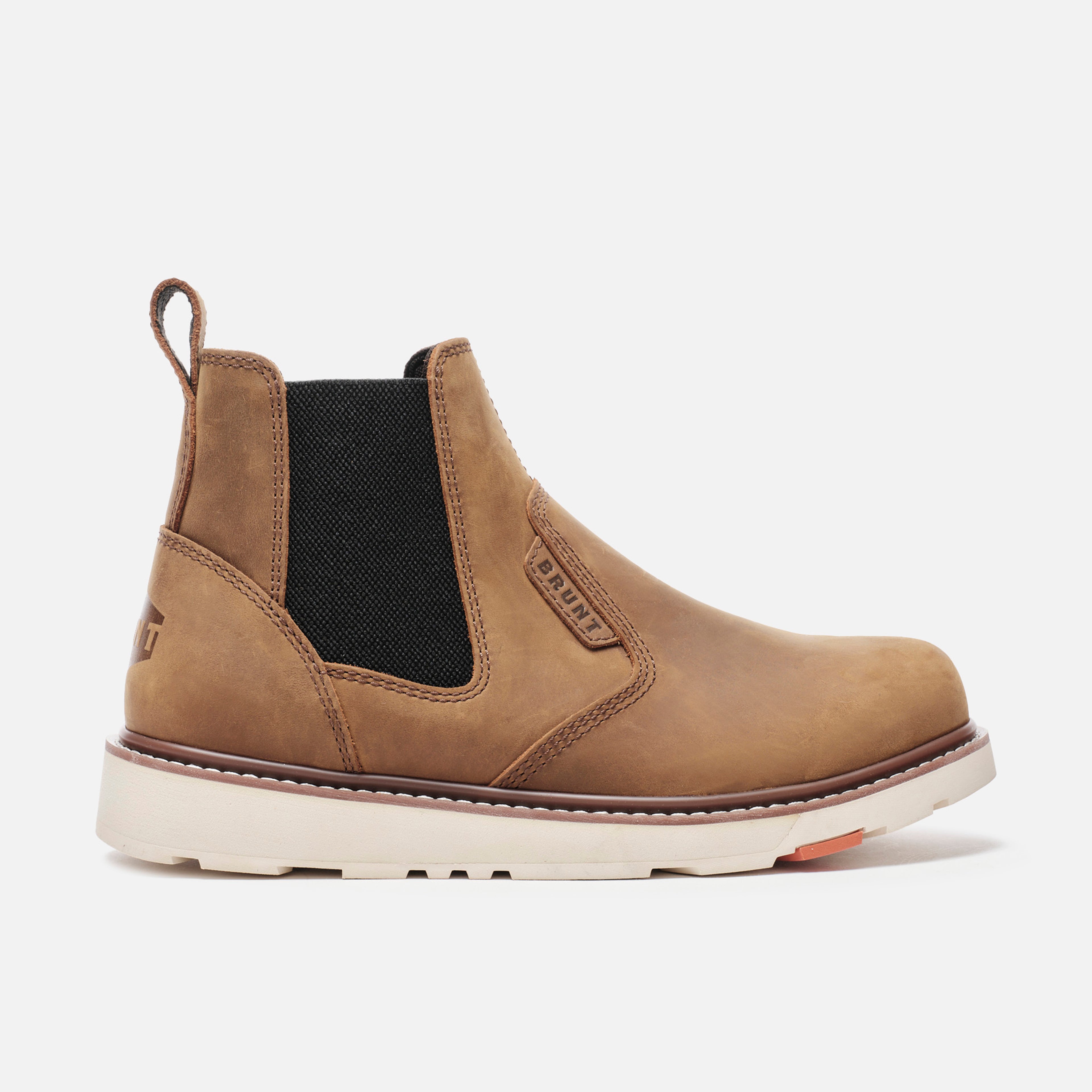 View 1 right side of the BRUNT 6 inch water-resistant slip-on ohman work boot in brown * 0