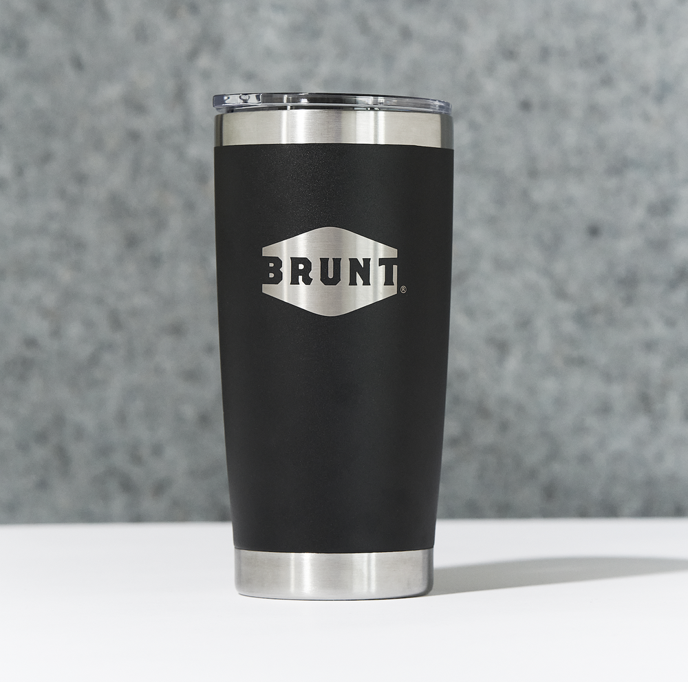 20oz Insulated Stainless Steel Tumbler in Black with BRUNT logo