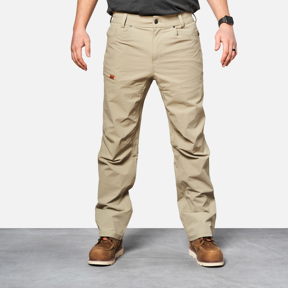 View 1 front of BRUNT water-resistant lightweight breathable costello work pant in khaki * 0