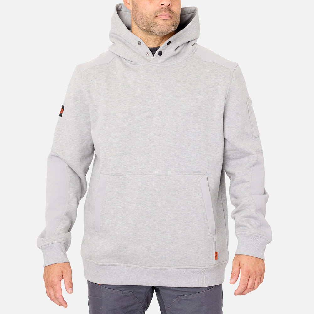 Front of the BRUNT water resistant heavy duty shevlin work hoodie in grey heather * 0