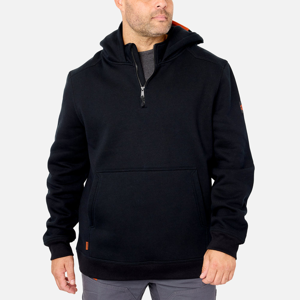 View 1 front of the BRUNT water resistant shevlin work quarter zip hoodie in black * 0