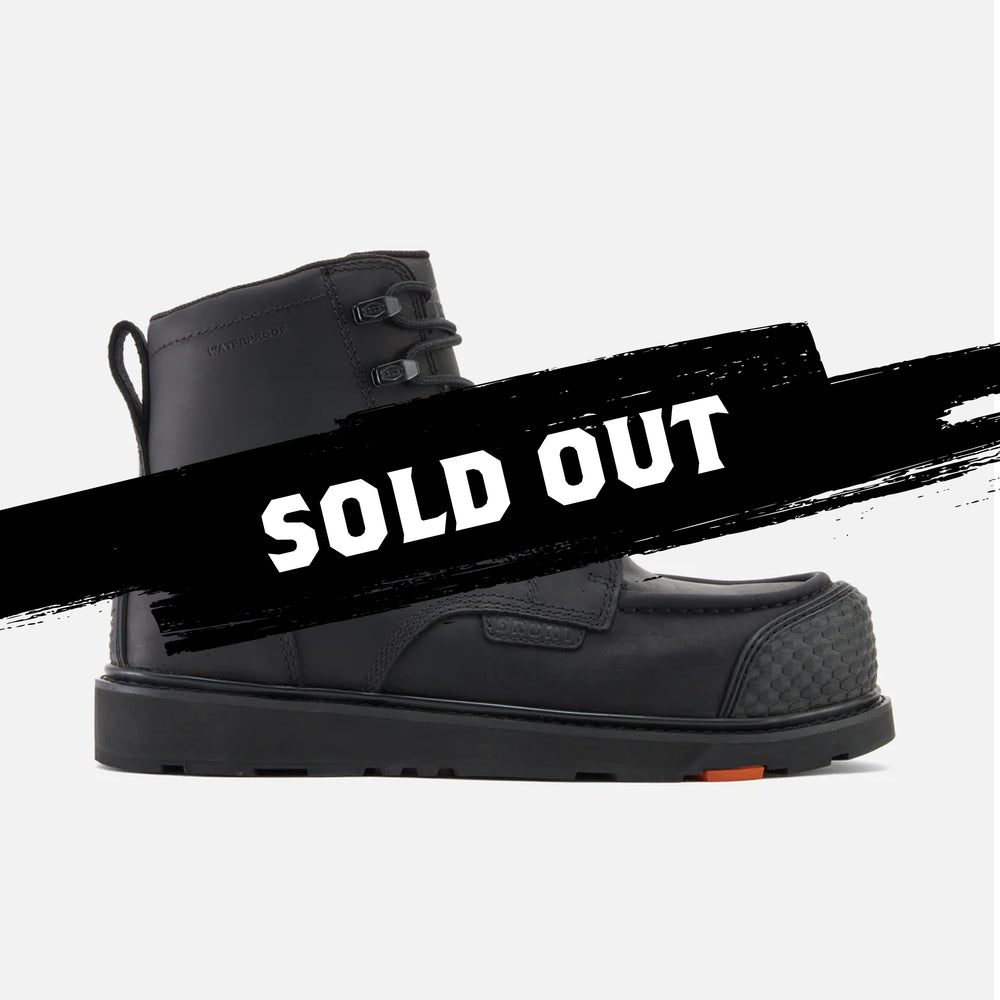 View 1 sold out right side of the limited edition BRUNT 6 inch waterproof reinforced composite toe marin work boot in black * # LIMITED EDITION