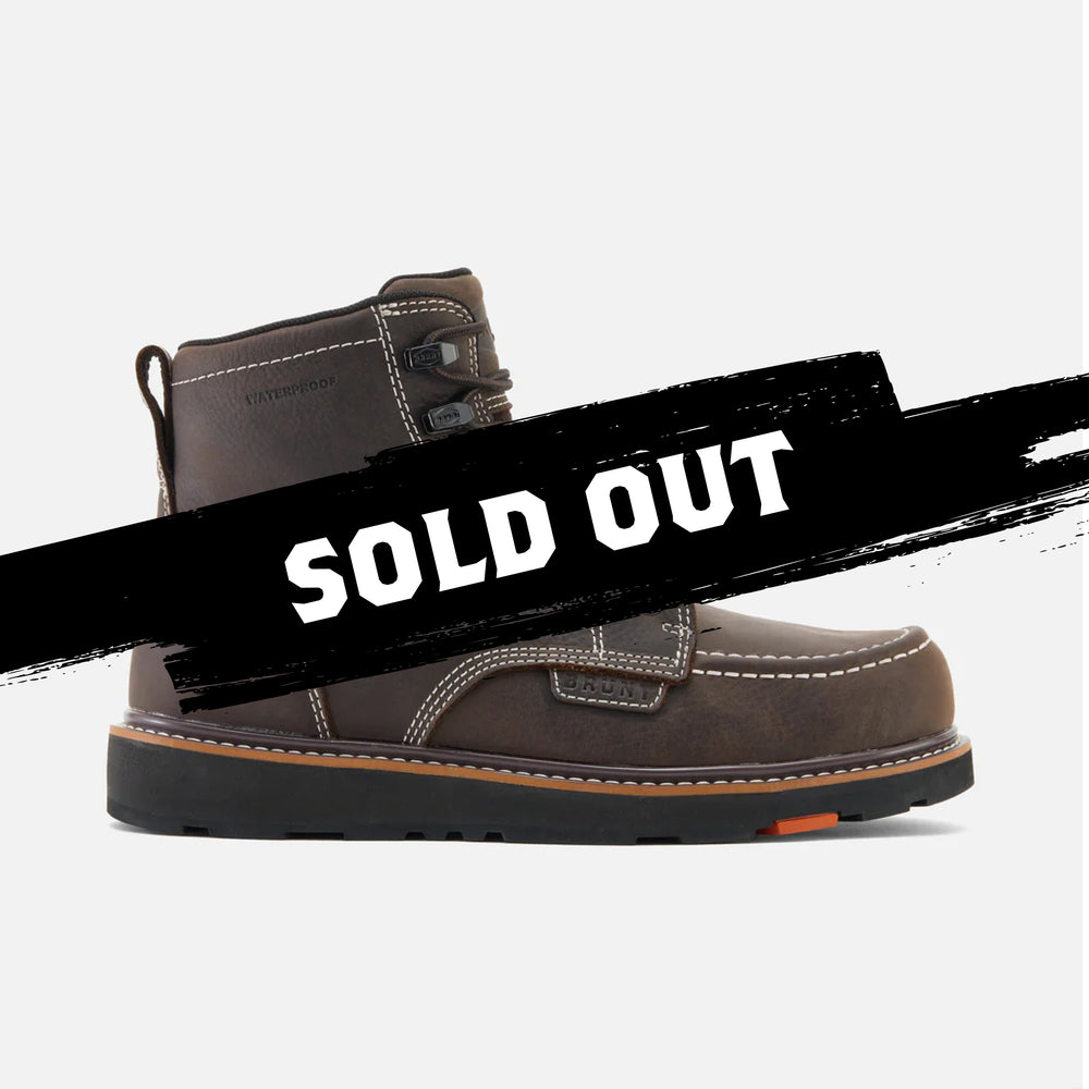 View 1 sold out limited edition BRUNT 6 inch waterproof composite toe marin work boot in dark brown * # LIMITED EDITION