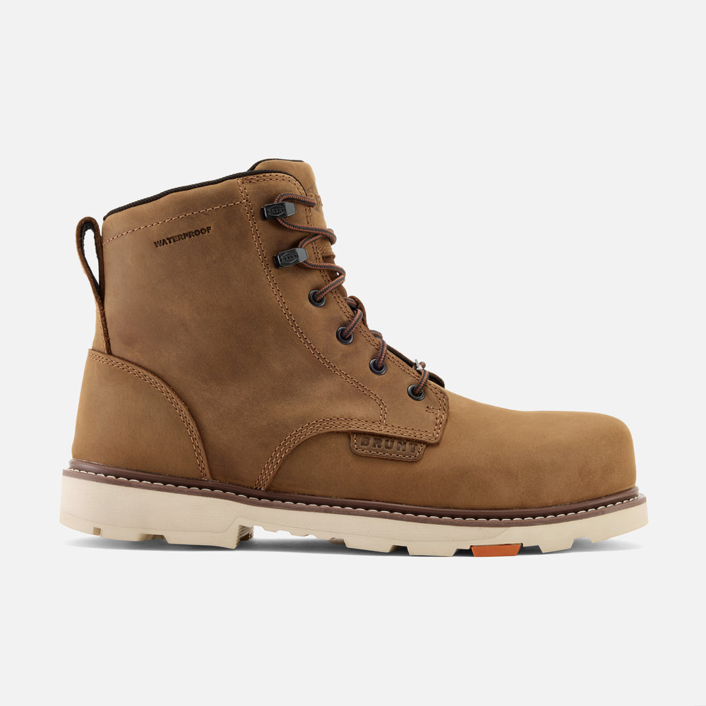 Right side of the limited edition BRUNT 6 inch waterproof sullivan work boot in brown * #LIMITED EDITION