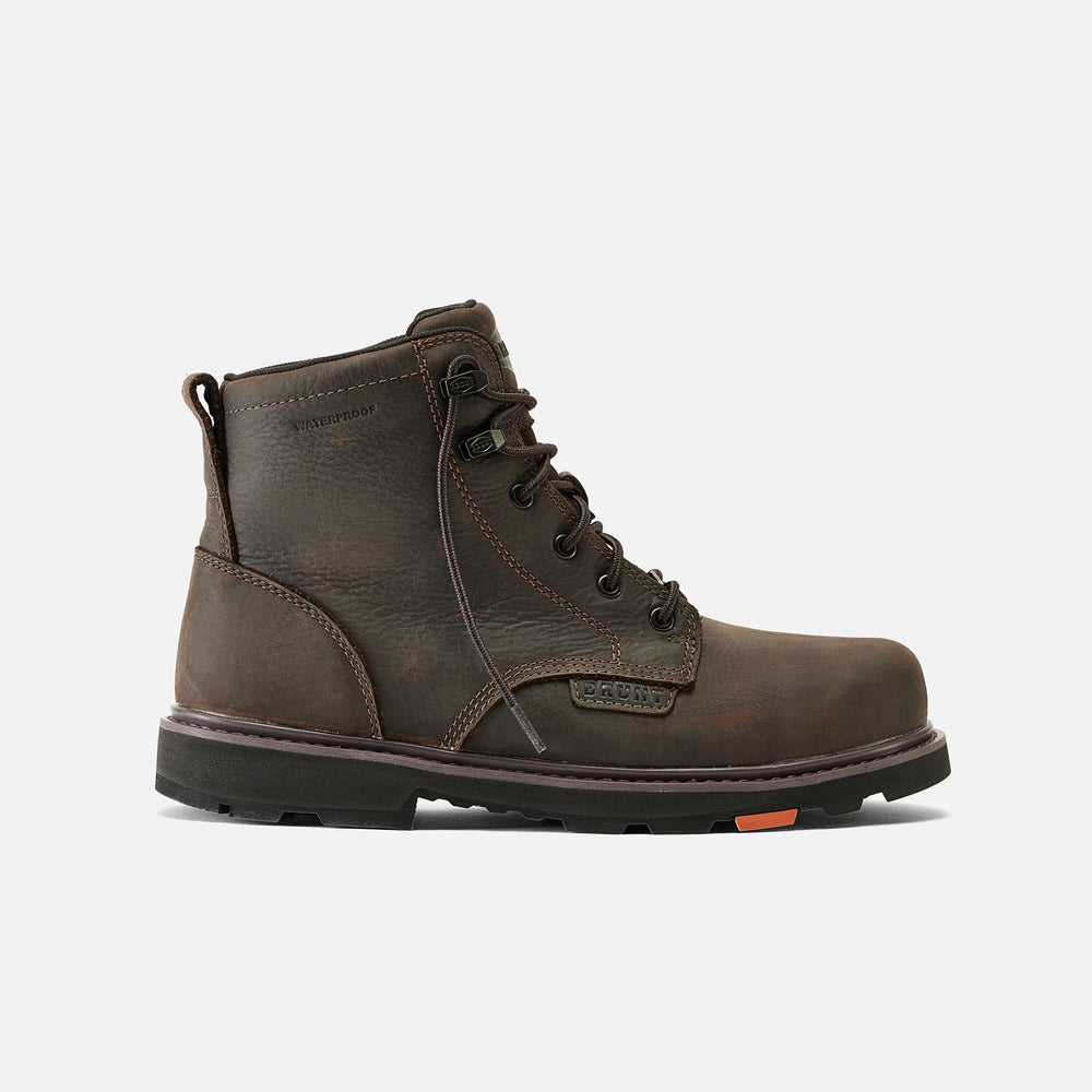 Right side of the BRUNT 6 inch waterproof composite toe sullivan work boot in dark brown