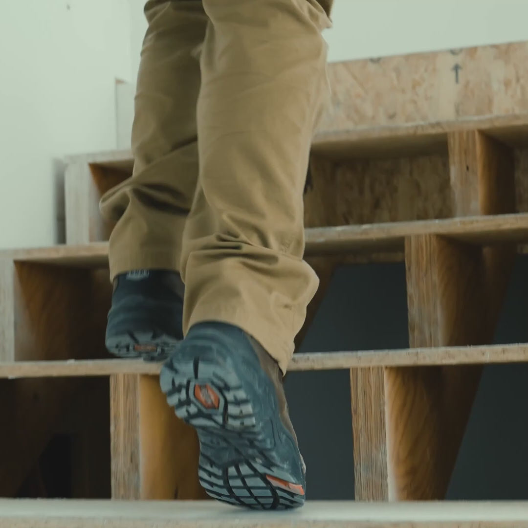 Video of man on jobsite wearing BRUNT 6 inch waterproof reinforced composite toe work boot in brown