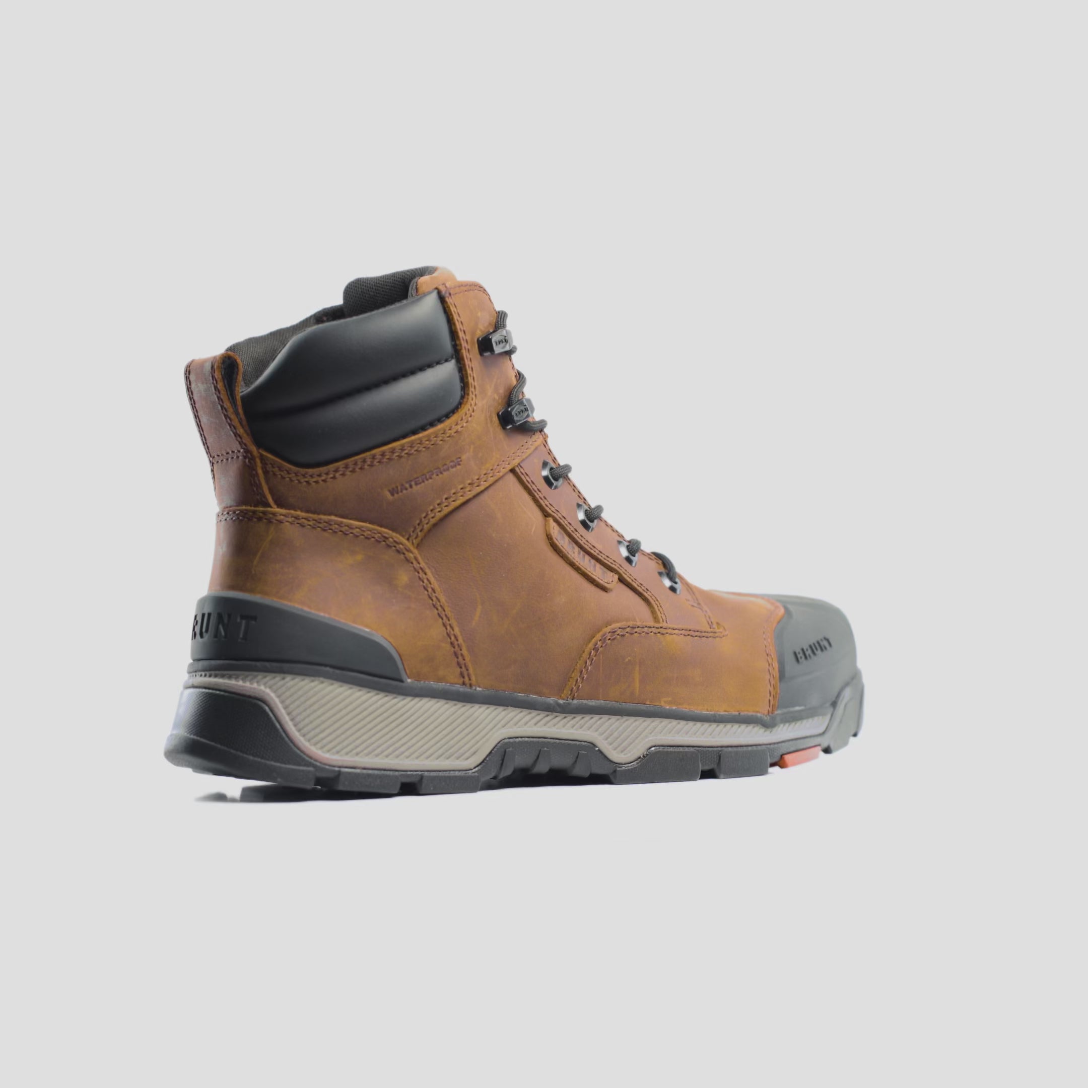 View 2 animated 360 spinning image of the BRUNT 6 inch waterproof durable perkins work boot in brown