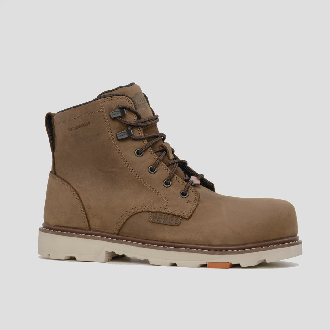 Animated 360 rotating image of the BRUNT 6 inch waterproof composite toe sullivan work boot in brown
