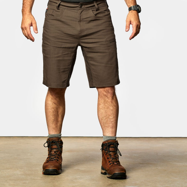 View 1 front of BRUNT abrasion resistant torra hd work shorts in brown * 0
